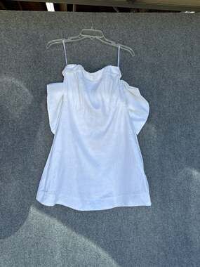 DISSH The Aisle Edit White Linen Back Bow Mini Dress